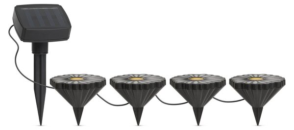 GLOBIZ Zapichovacia LED solárna lampa - kvety - farebné - čierny - plast - 360 cm