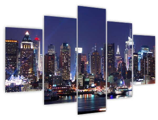 Obraz - Osvetlené New Yorské mrakodrapy (150x105 cm)