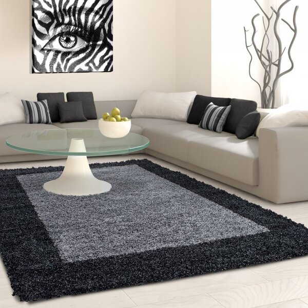 Ayyildiz , Kusový koberec Life Shaggy 1503 anthracit, 60x110, šedá, obývacia izba