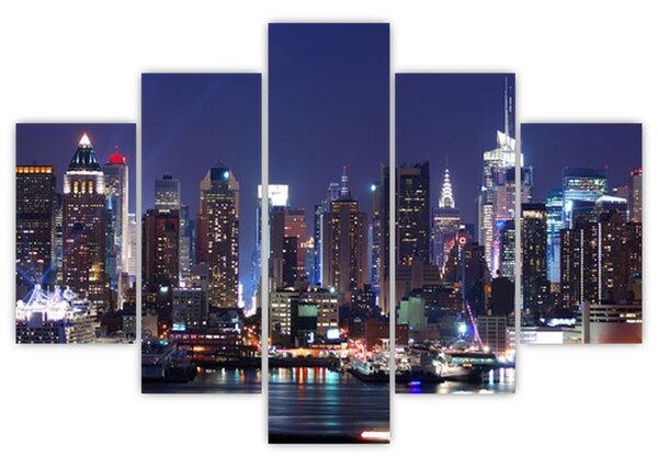 Obraz - Osvetlené New Yorské mrakodrapy (150x105 cm)