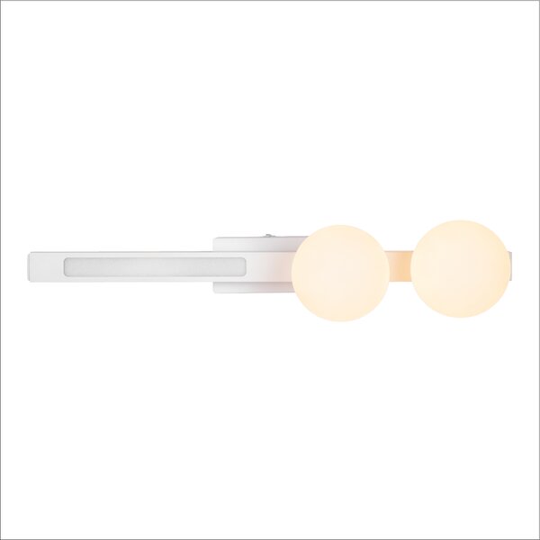 Nástenné svietidlo Magnet2, 2x biele sklenené tienidlo + 1x LED 13W, w