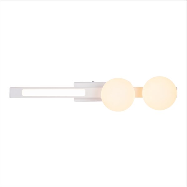 Nástenné svietidlo Magnet2, 2x biele sklenené tienidlo + 1x LED 13W, w