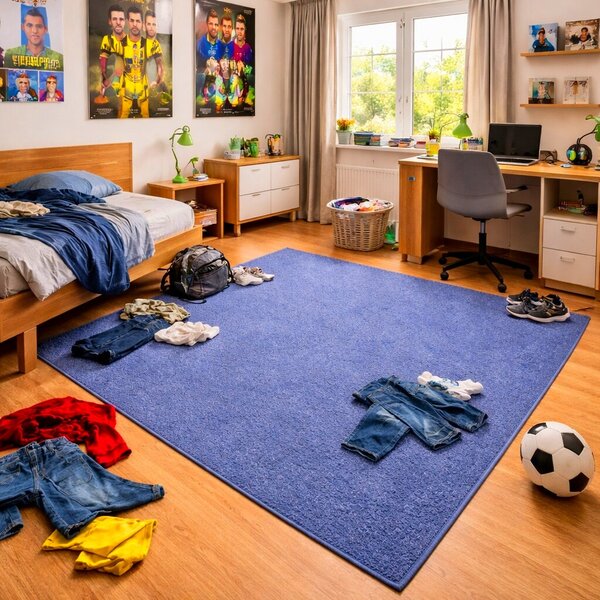 Vopi , Kusový koberec Eton modrý 82 štvorec, 120x120, modrá, obývacia izba