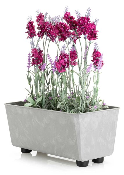 PLASTOVÝ KVETINÁČ SALVIA 28,5X17 CM IMITÁCIA BETÓNU SIVÁ