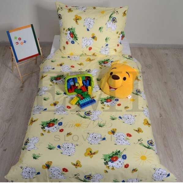 Obliečky detské bavlnené dalmatínec žltý EMI, Detský set 90x130 + 45x65