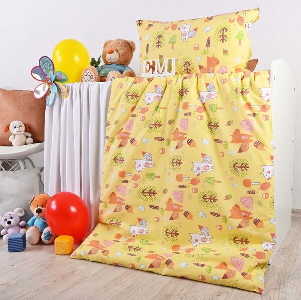 Obliečky detské Veveričky žlté EMI, Vankúš 50x70