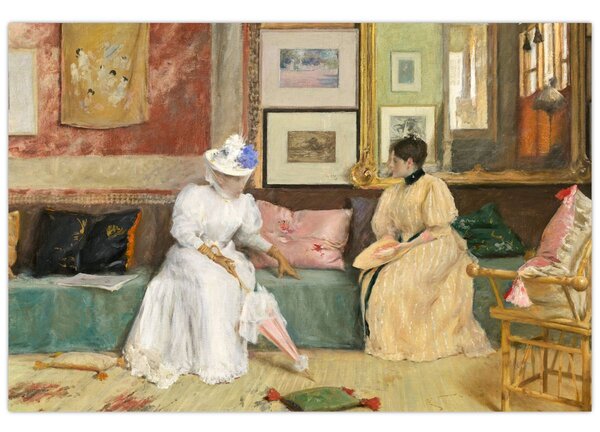 Obraz - William Merritt Chase, A Friendly Call, reprodukcia (90x60 cm)