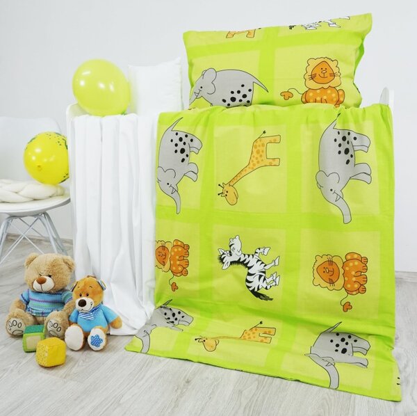 Obliečky detské ZOO zelené EMI, Detský set 90x130 + 45x65