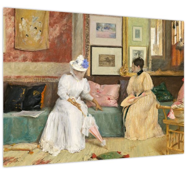 Obraz - William Merritt Chase, A Friendly Call, reprodukcia (70x50 cm)