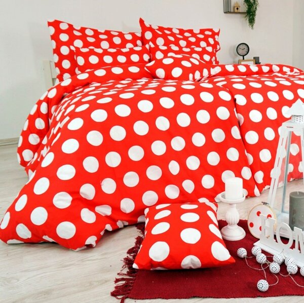 Obliečky bavlnené Dots červené EMI, Štandardný set jednolôžko obsahuje 1x 140x200 + 1x 70x90