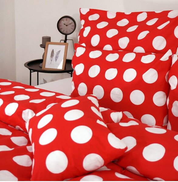 Obliečky bavlnené Dots červené EMI, Štandardný set jednolôžko obsahuje 1x 140x200 + 1x 70x90