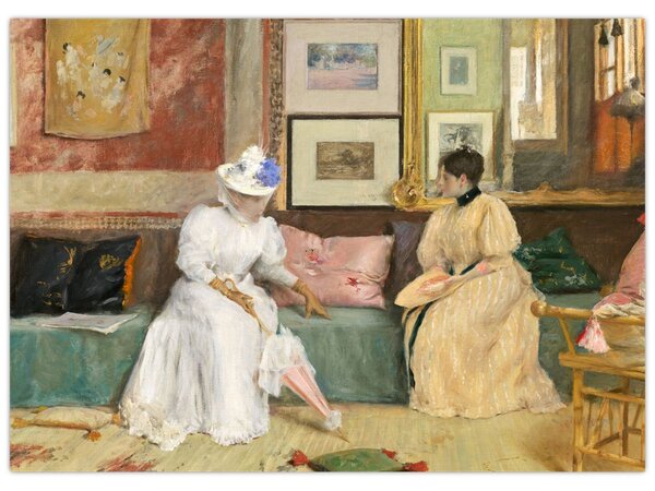 Obraz - William Merritt Chase, A Friendly Call, reprodukcia (70x50 cm)