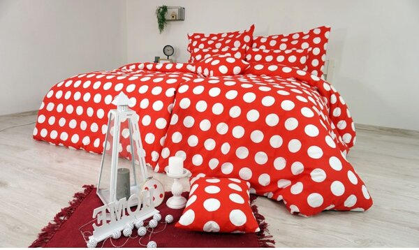 Obliečky bavlnené Dots červené EMI, Štandardný set jednolôžko obsahuje 1x 140x200 + 1x 70x90