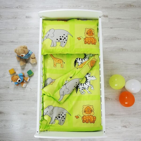 Obliečky detské ZOO zelené EMI, Detský set 90x130 + 45x65