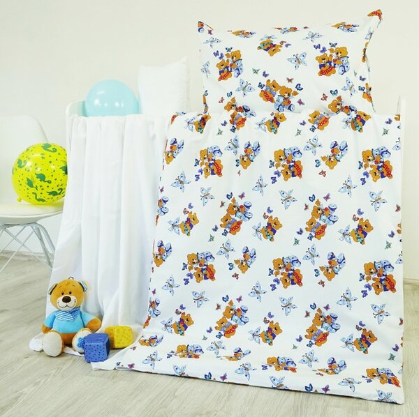 Obliečky detské bavlnené macko biele EMI, Štandardný set jednolôžko obsahuje 1x 140x200 + 1x 70x90