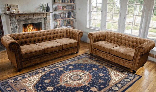 SEDAČKA CHESTERFIELD, drevo, textil, kompozitné drevo, koňaková Livetastic - Sedačky, Online Only