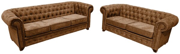 SEDAČKA CHESTERFIELD, drevo, textil, kompozitné drevo, koňaková Livetastic - Sedačky, Online Only