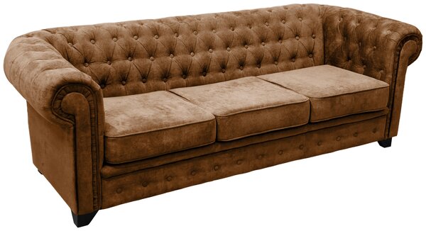 SEDAČKA CHESTERFIELD, drevo, textil, kompozitné drevo, koňaková Livetastic - Sedačky, Online Only
