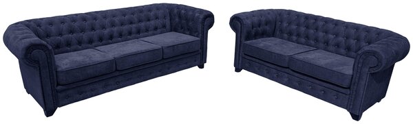 SEDAČKA CHESTERFIELD, drevo, textil, kompozitné drevo, modrá Livetastic - Sedačky, Online Only
