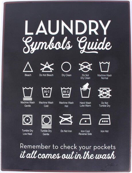 Plechová ceduľa Laundry Guide