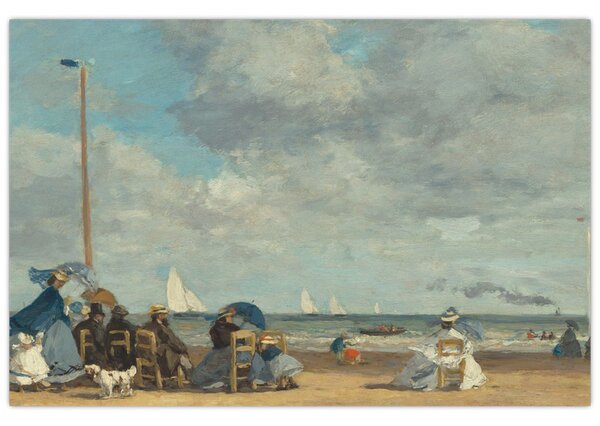 Obraz - Eugène Boudin, Beach at Trouville, reprodukcia (90x60 cm)