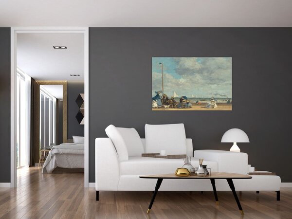 Obraz - Eugène Boudin, Beach at Trouville, reprodukcia (90x60 cm)