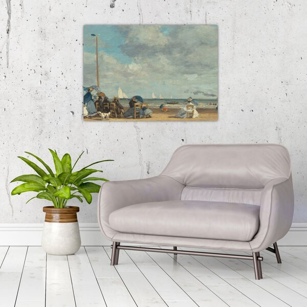 Obraz - Eugène Boudin, Beach at Trouville, reprodukcia (70x50 cm)