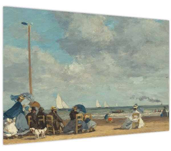 Obraz - Eugène Boudin, Beach at Trouville, reprodukcia (90x60 cm)
