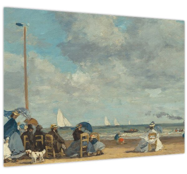 Obraz - Eugène Boudin, Beach at Trouville, reprodukcia (70x50 cm)