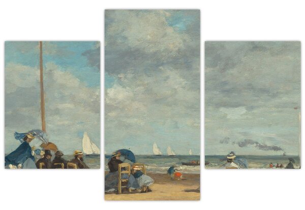 Obraz - Eugène Boudin, Beach at Trouville, reprodukcia (90x60 cm)