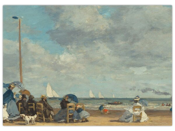 Obraz - Eugène Boudin, Beach at Trouville, reprodukcia (70x50 cm)