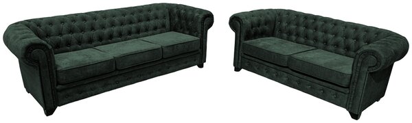 SEDAČKA CHESTERFIELD, drevo, textil, kompozitné drevo, tmavozelená Livetastic - Sedačky, Online Only