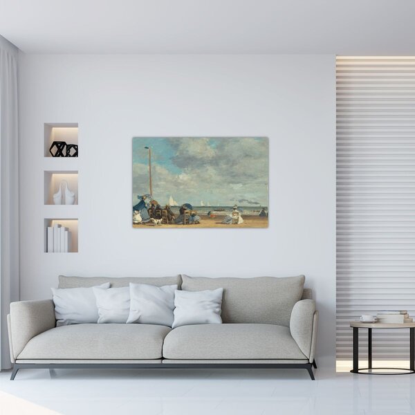 Obraz - Eugène Boudin, Beach at Trouville, reprodukcia (90x60 cm)