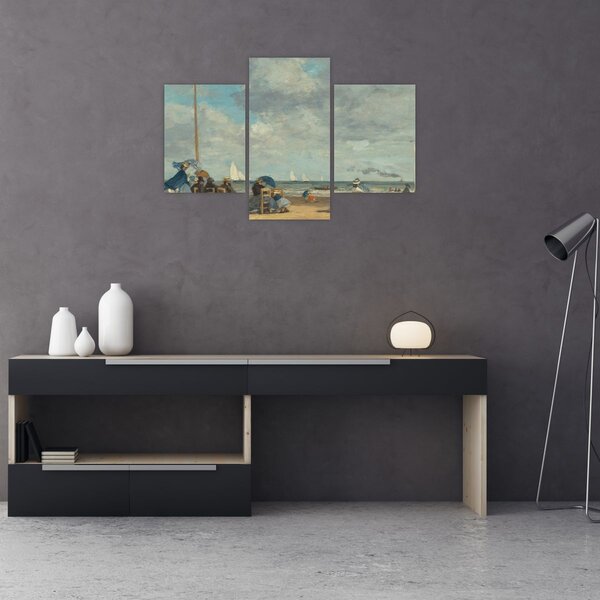 Obraz - Eugène Boudin, Beach at Trouville, reprodukcia (90x60 cm)