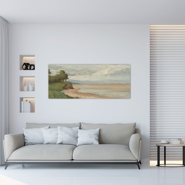 Obraz - Jean-Baptiste-Camille Corot, Beach Near Etretat, reprodukcia (120x50 cm)