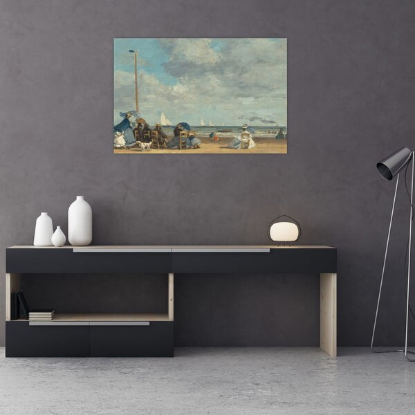 Obraz - Eugène Boudin, Beach at Trouville, reprodukcia (90x60 cm)