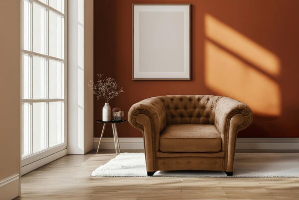 KRESLO CHESTERFIELD, textil, kompozitné drevo, koňaková Livetastic - Online Only obývacie izby, Online Only