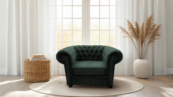 KRESLO CHESTERFIELD, textil, kompozitné drevo, tmavozelená Livetastic - Online Only obývacie izby, Online Only