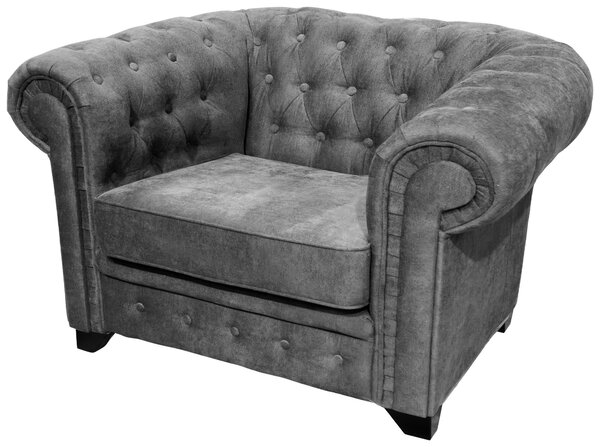 KRESLO CHESTERFIELD, textil, kompozitné drevo, sivá Livetastic - Online Only obývacie izby, Online Only