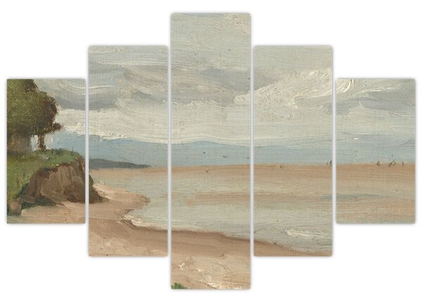 Obraz - Jean-Baptiste-Camille Corot, Beach Near Etretat, reprodukcia (150x105 cm)