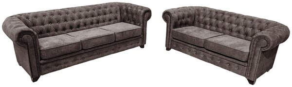 SEDAČKA CHESTERFIELD, drevo, textil, kompozitné drevo, hnedá Livetastic - Sedačky, Online Only
