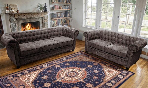 SEDAČKA CHESTERFIELD, drevo, textil, kompozitné drevo, hnedá Livetastic - Sedačky, Online Only