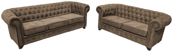 SEDAČKA CHESTERFIELD, drevo, textil, kompozitné drevo, svetlohnedá Livetastic - Sedačky, Online Only