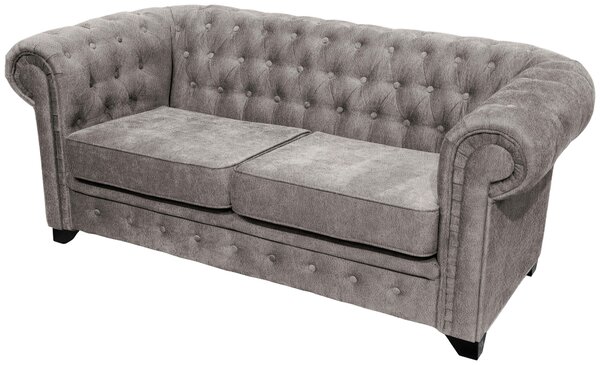 SEDAČKA CHESTERFIELD, drevo, textil, kompozitné drevo, sivá Livetastic - Sedačky, Online Only
