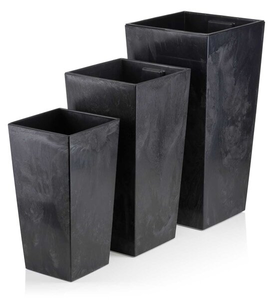 PLASTOVÝ KVETINÁČ PORTO 46X25X25 CM IMITÁCIA BETÓNU ČIERNA