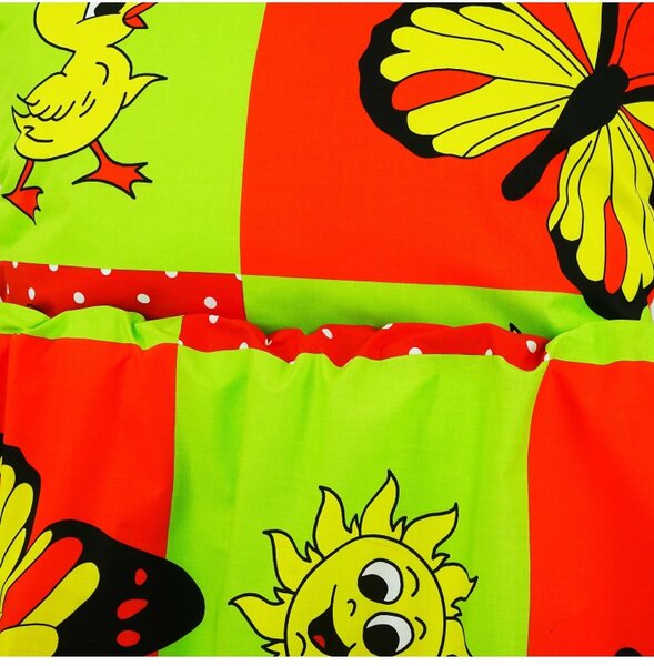 Obliečky detské bavlnené zvieratká červené EMI, Detský set 90x130 + 45x65