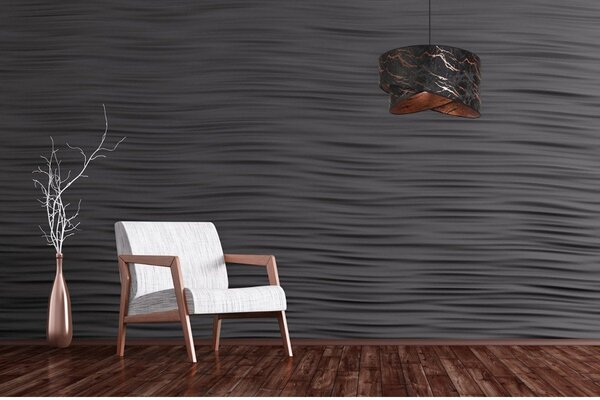 Závesné svietidlo Werona 3, 1x čierne textilné tienidlo so vzorom, c