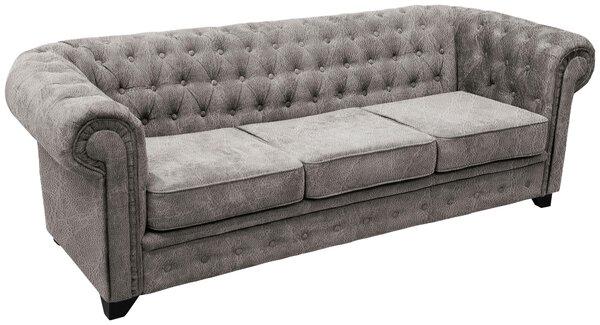 SEDAČKA CHESTERFIELD, drevo, textil, kompozitné drevo, sivá Livetastic - Sedačky, Online Only