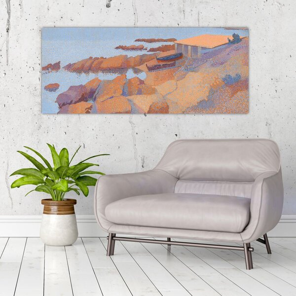 Obraz - Henri Edmond Cross, Calanque des Antibois, reprodukcia (120x50 cm)