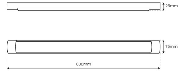 LED svietidlo Batten, 1x LED 18w, 4000k, b, (60 cm)